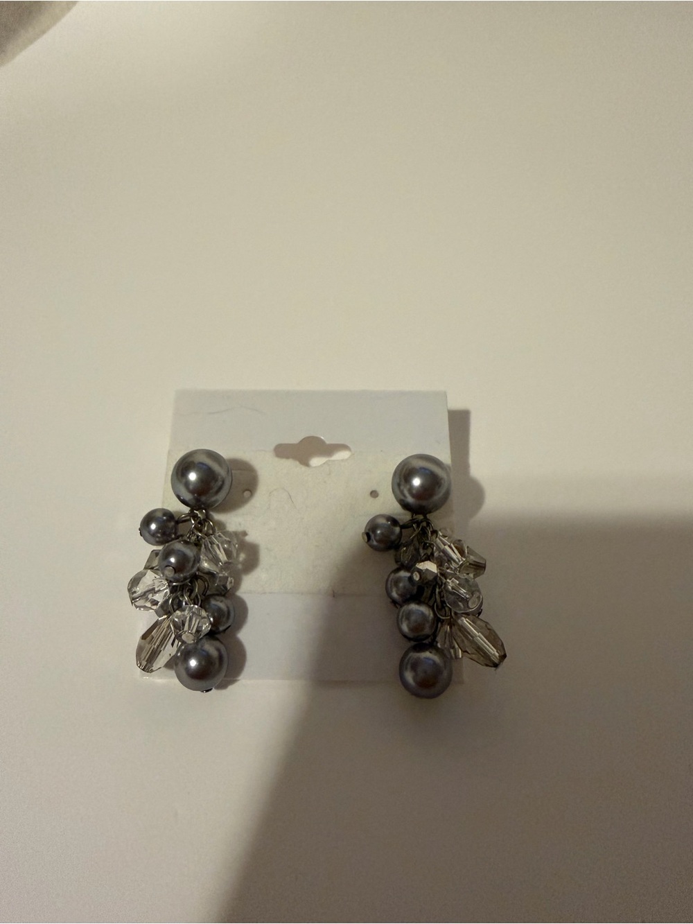 White House Black Market Elegant Silver Pearl Cluster Drop Earrings
